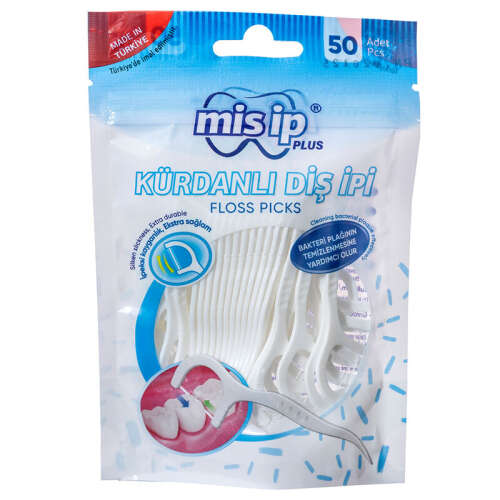 Mis İp Kürdanlı Diş İpi 50 Adet - Poşet - Mis İp