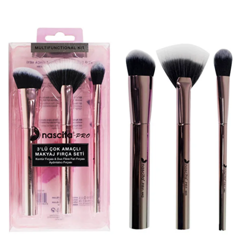 Nascita Pro Metalik Çok Amaçlı Makyaj Fırça Seti 3lü -103 - Nascita