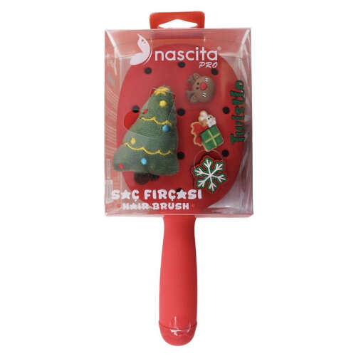 Nascita Twistlo Yılbaşı Temalı Saç Fırçası Kırmızı 76 - Nascita