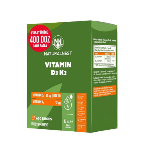 Naturalnest Vitamin D3 K2 Damla Takviye Edici Gıda 30 ml - 1