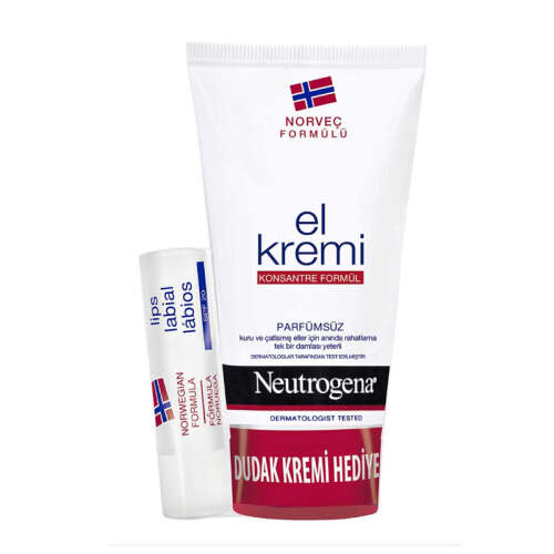 Neutrogena Parfümsüz El Kremi 75 ml + Dudak Kremi 4,8 g HEDİYE - Neutrogena