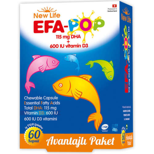New Life EFA Pop Balık Yağı Takviye Edici Gıda 60 Çiğnenebilir Kapsül - New Life