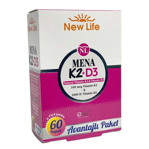 New Life Mena K2+D3 Takviye Edici Gıda 60 Kapsül - New Life