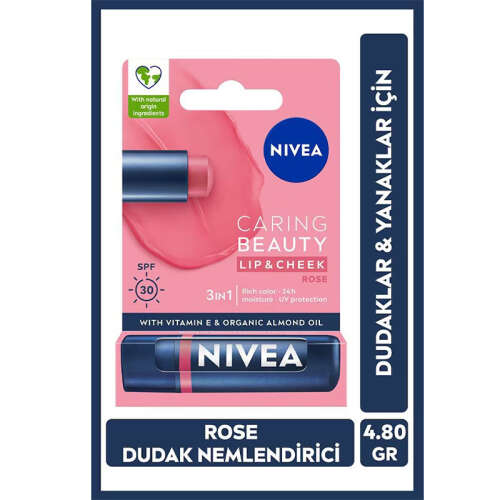 Nivea Caring Beauty Rose SPF30 Dudak Bakım Kremi 4.8 gr - 2