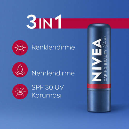 Nivea SPF30 Kırmızı Renkli Güneş Koruyucu Dudak Bakım Kremi 4.8 gr - 2
