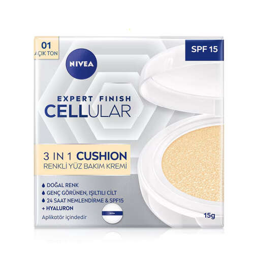 Nivea Expert Finish Cellular 3in1 Spf 15 Cushion Renkli Yüz Kremi 15 gr Açık Ton - Nivea