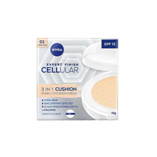 Nivea Expert Finish Cellular 3in1 Spf 15 Cushion Renkli Yüz Kremi 15 gr Orta Ton - Nivea