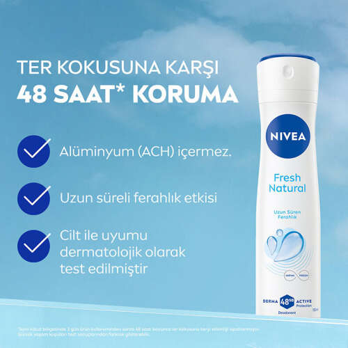Nivea Kadın Sprey Deodorant Fresh Natural 150 ml - Ter Kokusuna Karşı 48 Saat Koruma - 2