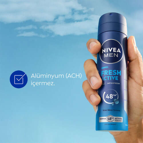 Nivea Men Erkek Sprey Deodorant Fresh Active 150 ml - Ter Kokusuna Karşı 48 Saat Koruma, Uzun Süre Ferahlık - 4