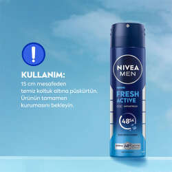 Nivea Men Erkek Sprey Deodorant Fresh Active 150 ml - Ter Kokusuna Karşı 48 Saat Koruma, Uzun Süre Ferahlık - 6