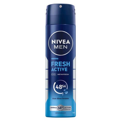 Nivea Men Erkek Sprey Deodorant Fresh Active 150 ml - Ter Kokusuna Karşı 48 Saat Koruma, Uzun Süre Ferahlık - Nivea