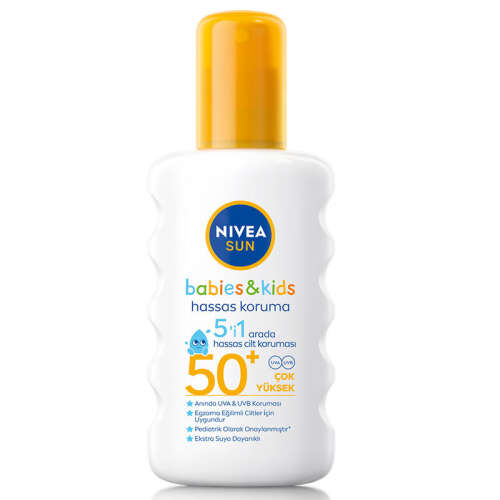 Nivea Sun SPF50 Çocuklar İçin Hassas Güneş Koruyucu Vücut Spreyi 200 ml - Nivea