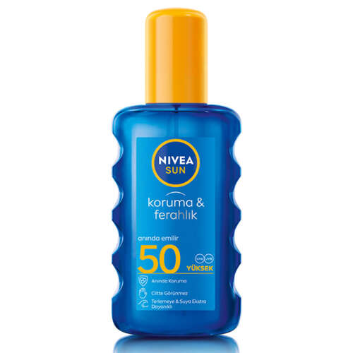 Nivea Sun SPF50 Koruma Ve Ferahlık Güneş Koruyucu Transparan Vücut Spreyi 200 ml - Nivea