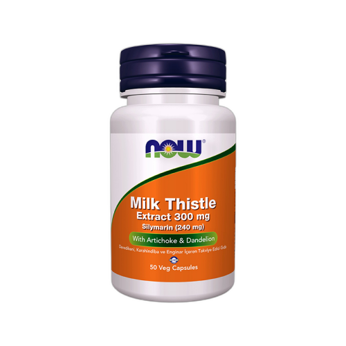 Now Milk Thistle Extract 300 mg Silymarin (240 mg) With Artichoke Dandelion 50 Kapsül - Now
