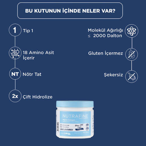 Nutrafine Marine Collagen Doğal %100 Çift Hidrolize Tip 1 Balık Kolajen Peptitler - 210 gr - 3