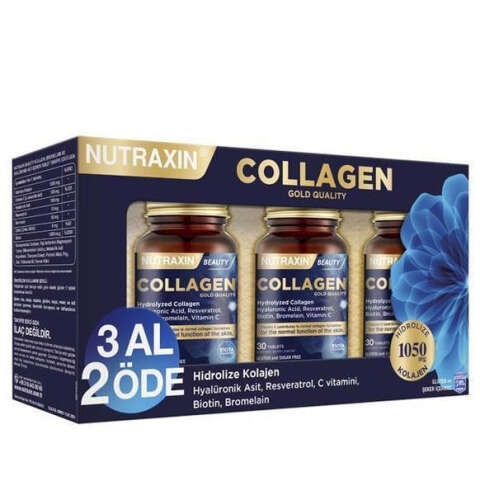 Nutraxin Collagen Beauty Hidrolize Kolajen 3 x 30 Kapsül - 3 AL 2 ÖDE - Nutraxin
