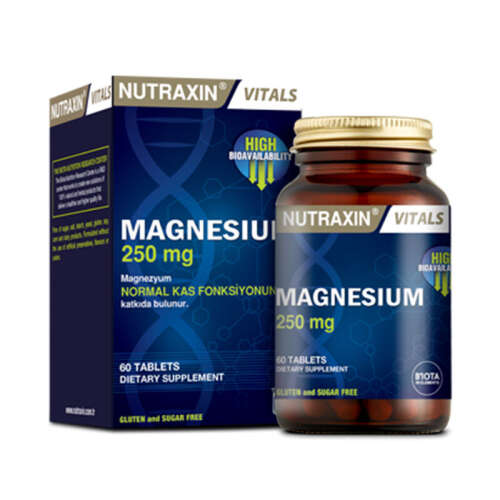 Nutraxin Magnesium Citrate 250 mg Takviye Edici Gıda 60 Tablet - Nutraxin