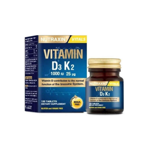 Nutraxin Vitamin D3 K2 Vitamini İçeren Takviye Edici Gıda 120 Tablet - Nutraxin