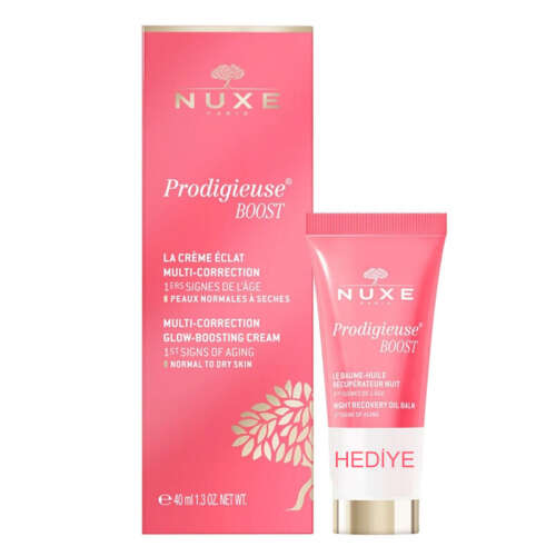 Nuxe Creme Prodigieuse Boost Glow Boosting Cream 40 ml Night Recovery Oil Balm 15 ml HEDİYE - Nuxe