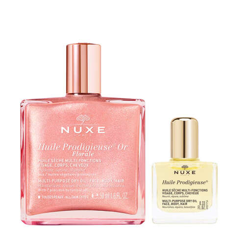 Nuxe Huile Prodigieuse OR Pembe Parıltılı Çiçeksi Çok Amaçlı Kuru Yağ Seti - Nuxe