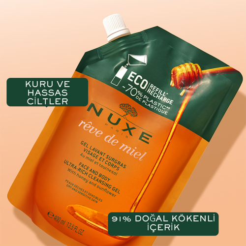 Nuxe Reve de Miel Face and Body Ultra Rich Cleansing Gel 400 ml - Refill - 4