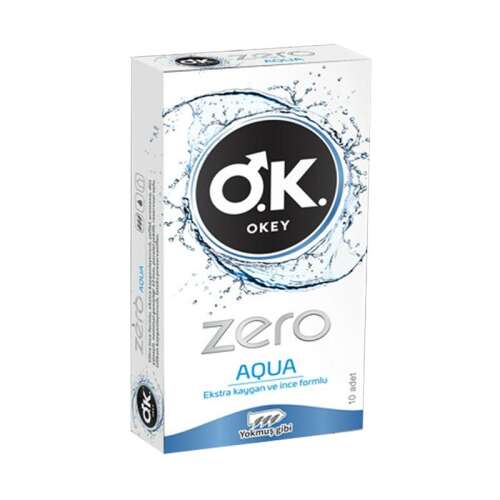 Okey Zero Aqua Ekstra Kaygan ve İnce Prezervatif 10 Adet - Okey