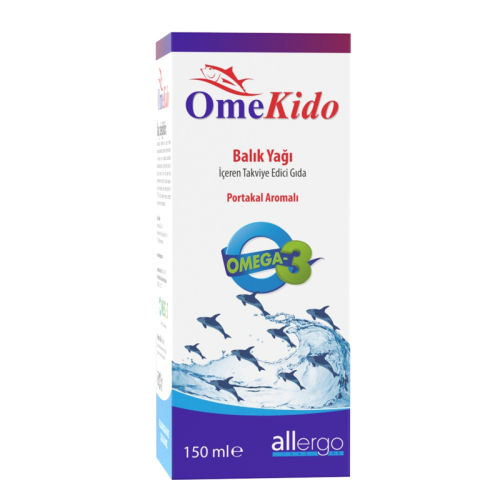 OmeKido Omega-3 Portakal Aromalı Balık Yağı İçeren Takviye Edici Gıda 150 ml - Allergo İlaç