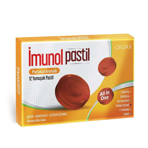 Orzax İmunol Pastil Portakal Aromalı 12 Yumuşak Kapsül - Orzax