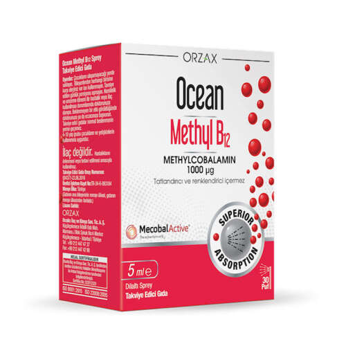 Orzax Ocean 1000 mg Methyl Cobalamin B12 Sprey 5 ml - Orzax