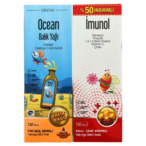Orzax Ocean Balık Yağı+ Orzax Ocean Imunol Takviye Edici Gıda 150 ml İndirimli - Orzax