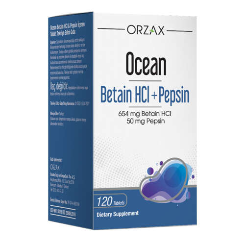 Orzax Ocean Betain HCI+ Pepsin Takviye Edici Gıda 120 Tablet - Orzax