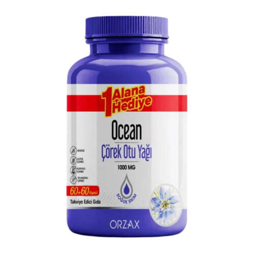 Orzax Ocean Çörek Otu Yağı 1000 mg 60 Kapsül | İkincisi Hediye - 1