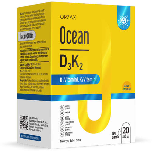 Orzax Ocean D3K2 Vitamin Damla 20 ml - Orzax