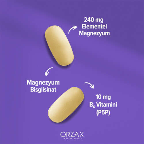 Orzax Ocean ExtraMag Magnezyum Bisglisinat + P5P Takviye Edici Gıda 60 Tablet - 2