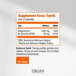 Orzax Ocean ExtraMag Magnezyum Malat + P5P Takviye Edici Gıda 60 Tablet - 4