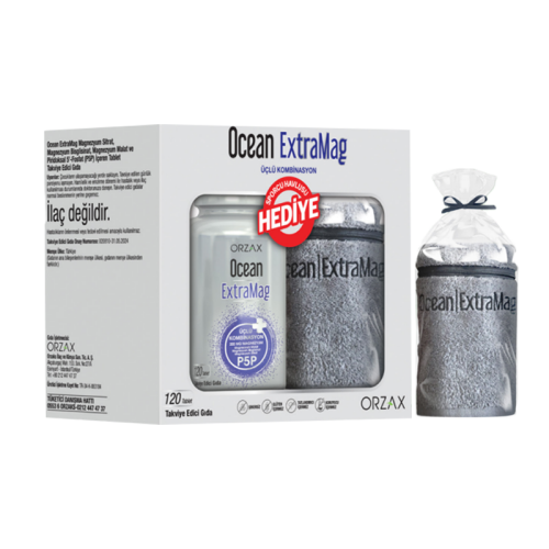 Orzax Ocean ExtraMag Üçlü Magnezyum Kombinasyonu 120 Tablet + Sporcu Havlusu Hediyeli - Orzax