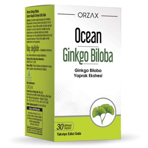 Orzax Ocean Ginkgo Biloba Takviye Edici Gıda 30 Bitkisel Kapsül - Orzax