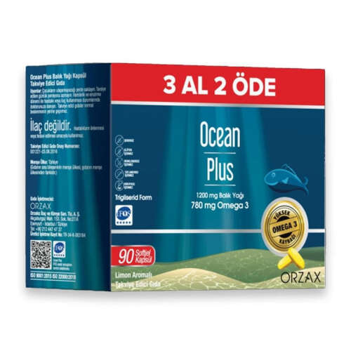 Orzax Ocean Plus Limon Aromalı Takviye Edici 90 Kapsül - 3 Al 2 Öde - 1