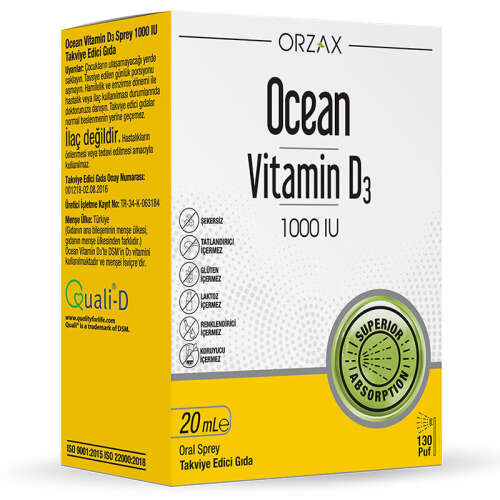 Orzax Ocean Vitamin D3 1000 IU Sprey 20ml - 1