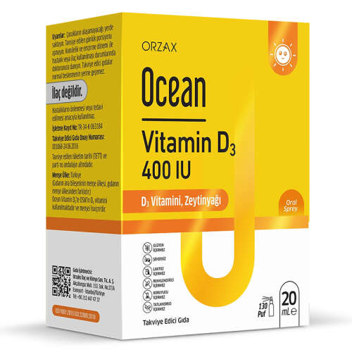 Orzax Ocean Vitamin D3 400 IU Sprey 20ml - Orzax