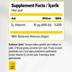 Orzax Ocean Vitamin D3 400 IU Sprey 20ml - 3