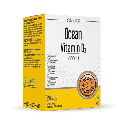 Orzax Ocean Vitamin D3 600 IU Sprey 20ml - 1