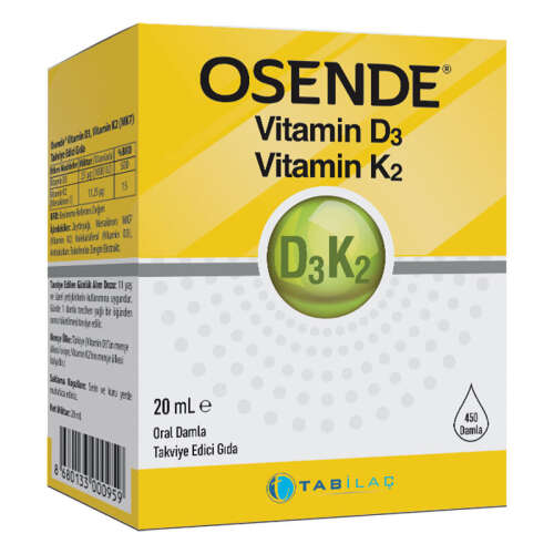 Osende Vitamin D3 K2 Takviye Edici Gıda 20 ml - TAB İlaç Sanayi A.Ş