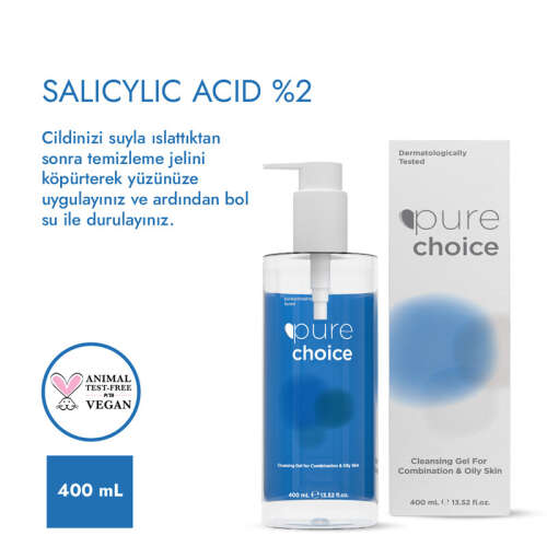 Pure Choice Karma ve Yağlı Ciltler için Yüz Temizleme Jeli 400 ml - 4