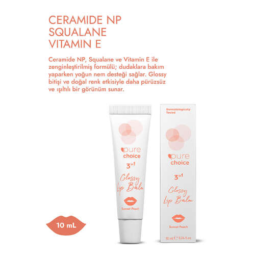 Pure Choice Parlatıcı 3in1 Glossy Lip Balm - Sunset Peach 10 ml - 5