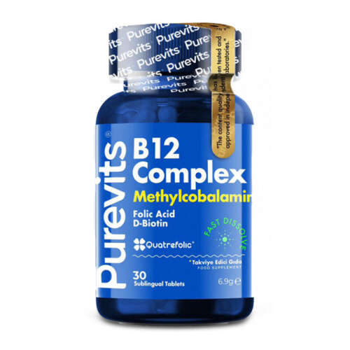 Purevits B12 Complex Takviye Edici Gıda Dilaltı 30 Tablet - Purevits