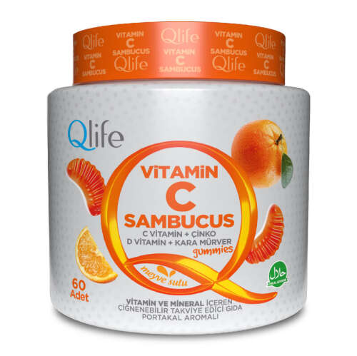 Qlife Vitamin C Sambucus Takviye Edici Gıda 60 Adet - 1