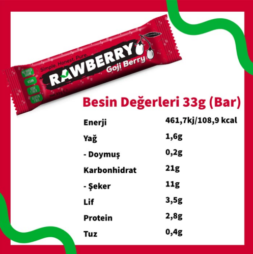 Rawberry Snacks Gojiberry Bar 33 gr - 2