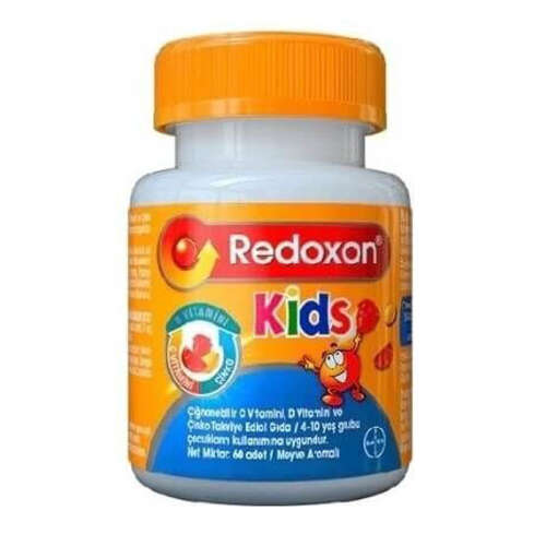Redoxon Kids C Vitamini D Vitamini ve Çinko İçeren Çiğnenebilir Tablet 60 Adet - 1