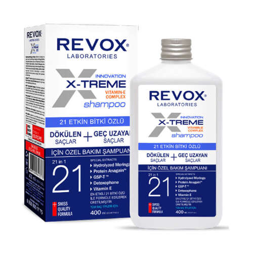 Revox X-Treme Dökülen Saçlar İçin 21 Etkin Bitki Özlü Şampuan 400 ml - Revox